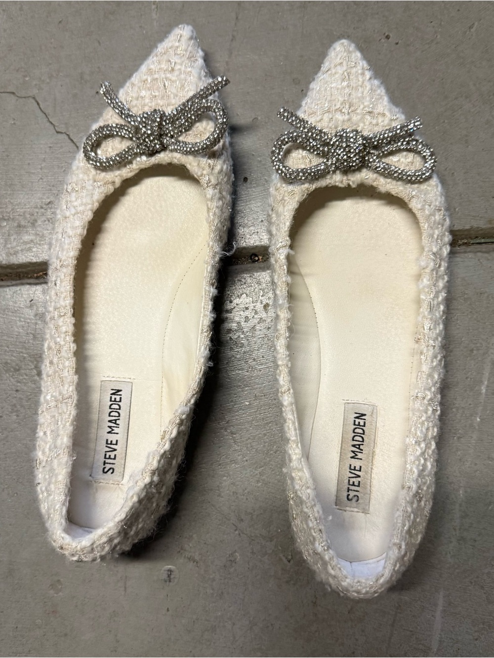 Steve Madden Elina Crystal Bow Pointed Toe Ballet Flat Size 8